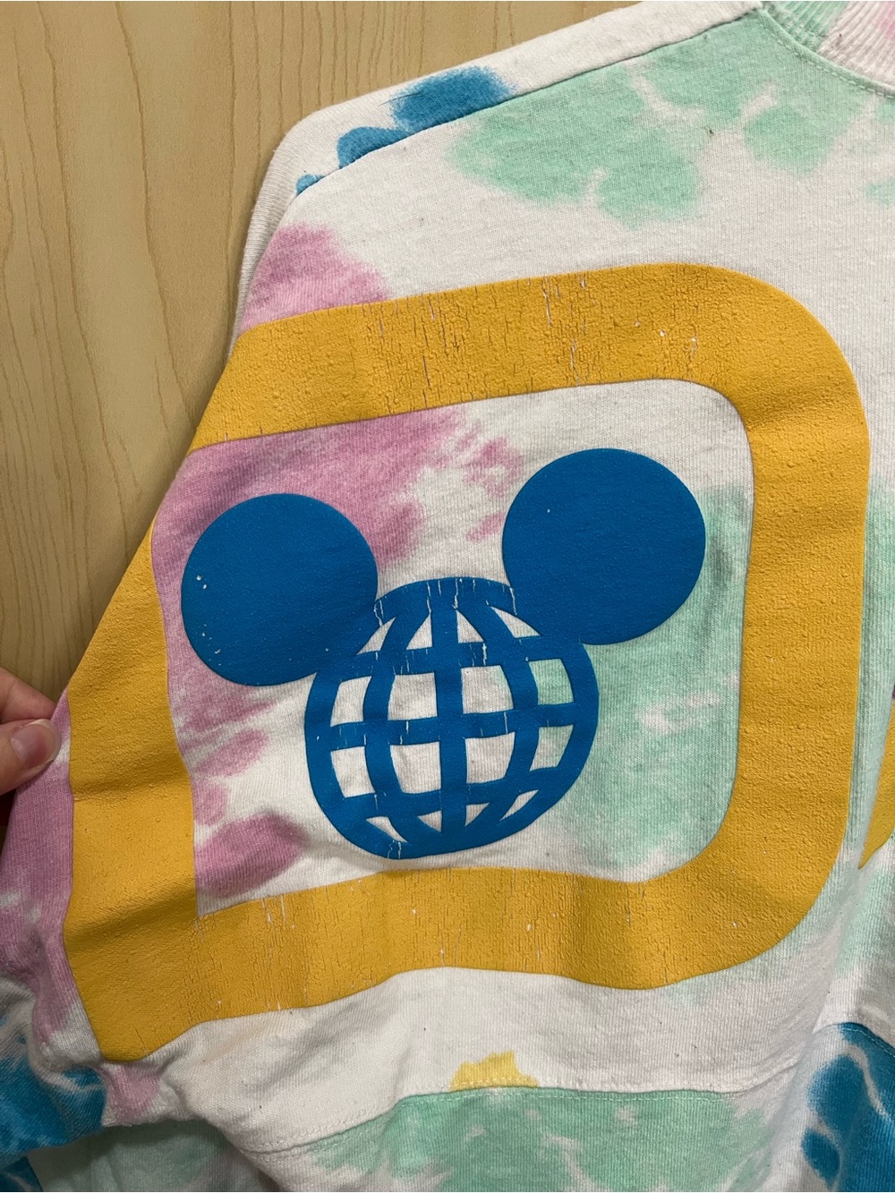 Walt Disney Spirit Jersey Shirt Womens Small White Colorful Tie Dye Lemon Mickey - Picture 3 of 6